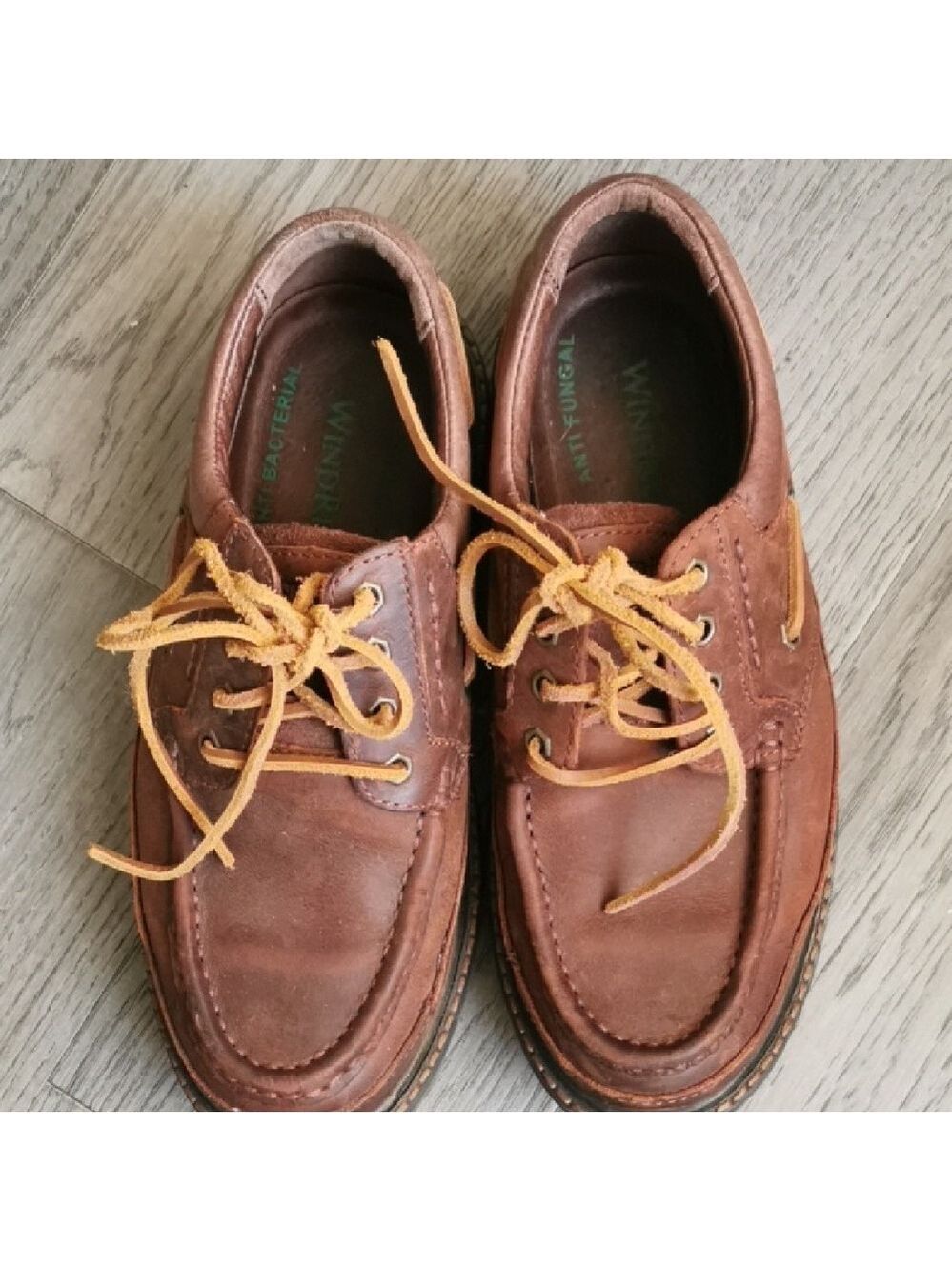 Mens Wind River Brown Rugged Leather Boat  Deck Shoes / Suede Laces Size 8